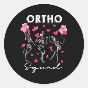 Sticker Rond Squelette de danse Ortho Squad Valentines orthopéd
