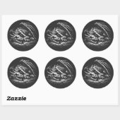 Sticker Rond Squelette de dragon — par BurnsInHell (Feuille)