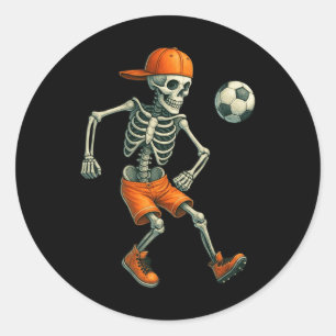 Sticker Rond Squelette de football d'Halloween Byll Saison effr