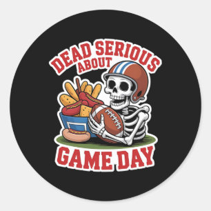 Sticker Rond Squelette De Football Grave Avec Snacks Pour H