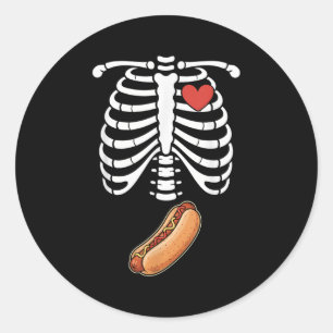 Sticker Rond Squelette de grossesse Hotdog Bosse du ventre Cage