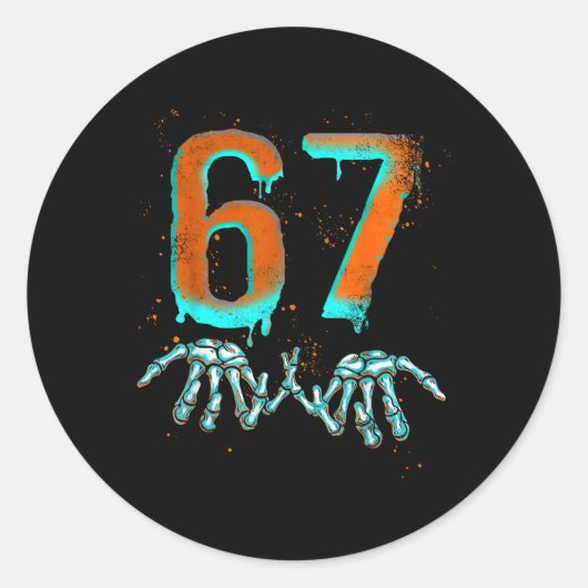 Sticker Rond Squelette de Halloween drôle 67 Meme (Devant)