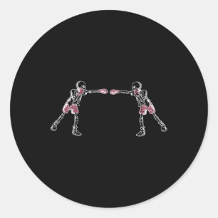 Sticker Rond Squelette de kickboxing drôle Graphique de boxeur