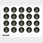 Sticker Rond Squelette de Leprechaun Saint-Patrick Trèfle Clou  (Feuille)