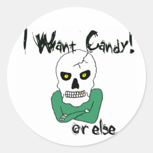 Sticker Rond Squelette de l'Halloween à coller ou à traiter