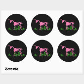 Sticker Rond Squelette de licorne rose (Feuille)