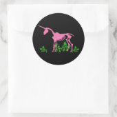 Sticker Rond Squelette de licorne rose (Sac)