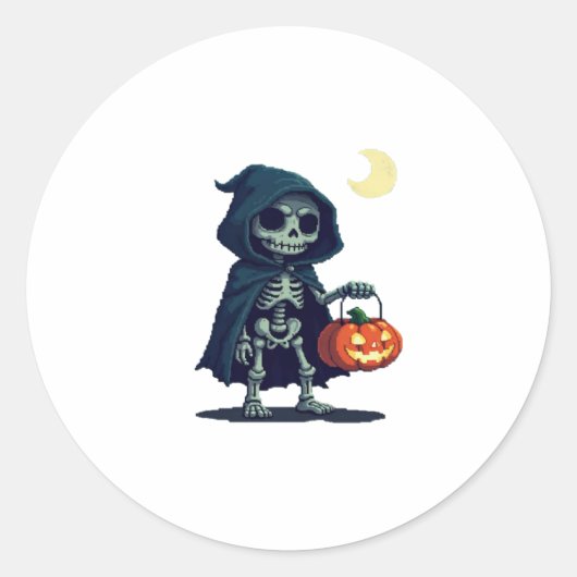 Sticker Rond squelette d'halloween (Devant)