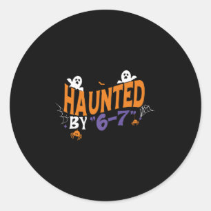Sticker Rond Squelette d'Halloween ensorcelé Numéro Six Sept