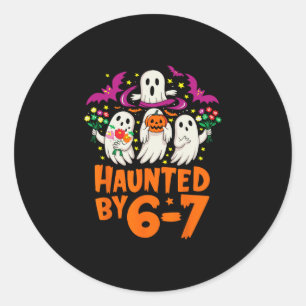 Sticker Rond Squelette d'Halloween ensorcelé Numéro Six Sept en