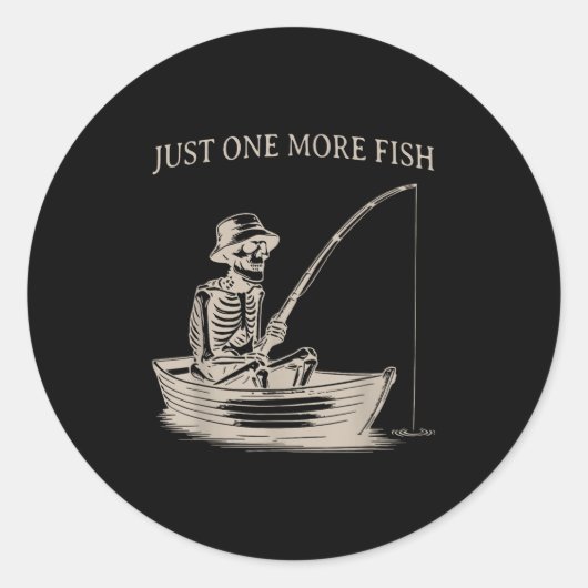 Sticker Rond Squelette drôle de pêche encore un poisson de bate (Devant)