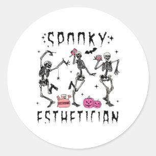 Sticker Rond Squelette Esthétique éffrayant Design Halloween