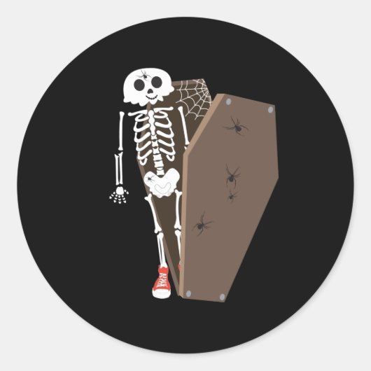 Sticker Rond Squelette et café Halloween Design (Devant)