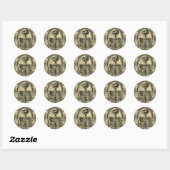 Sticker Rond Squelette, Goth, Médiéval (Feuille)