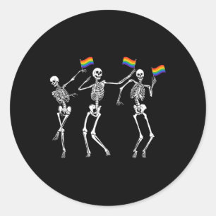 Sticker Rond Squelette Halloween Drapeau Lgbt Squelette Mois de