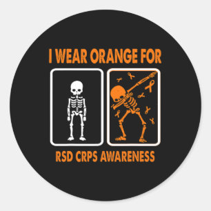 Sticker Rond Squelette Je Porte Orange Pour La Sensibilisation