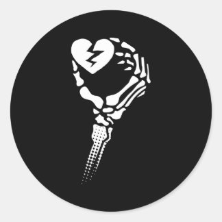 Sticker Rond Squelette Main Holding Broken He