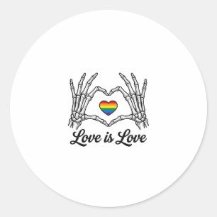 Sticker Rond Squelette Mains Arc-en-ciel Cœur Amour Est Amour C