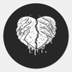 Sticker Rond Squelette Mains Coeur - Coeur gothique Classique