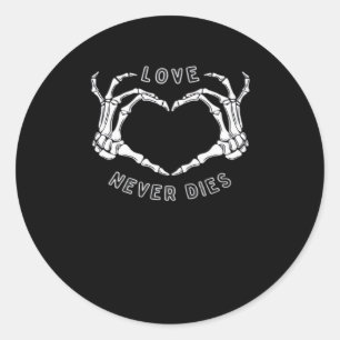Sticker Rond Squelette Mains Coeur Drôle & Classique