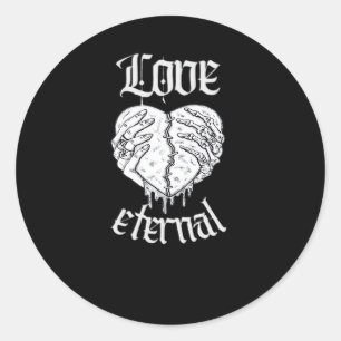 Sticker Rond Squelette Mains Coeur Gothique Classique