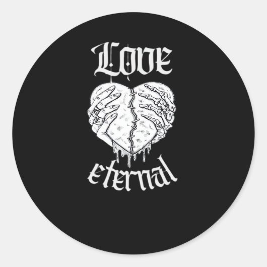 Sticker Rond Squelette Mains Coeur Gothique Classique (Devant)