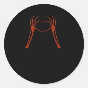 Sticker Rond Squelette Mains Coeur Signer Costume Drôle Hallowe