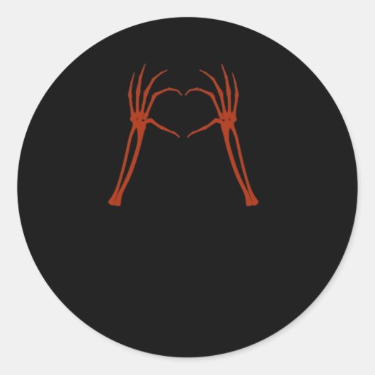 Sticker Rond Squelette Mains Coeur Signer Costume Drôle Hallowe (Devant)