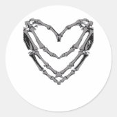 Sticker Rond Squelette Mains Coeur Signer Retro Costume Hallowe (Devant)