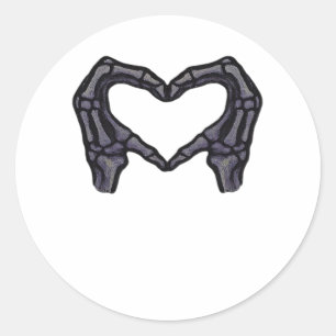 Sticker Rond Squelette Mains Formant Un Coeur
