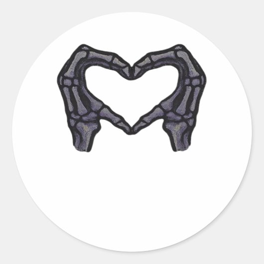 Sticker Rond Squelette Mains Formant Un Coeur (Devant)