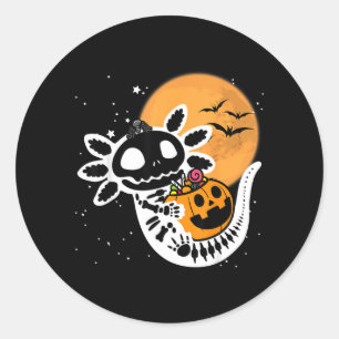 Sticker Rond Squelette mignon d'Halloween Axolotl