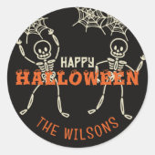Sticker Rond Squelette mignon noir Halloween (Devant)