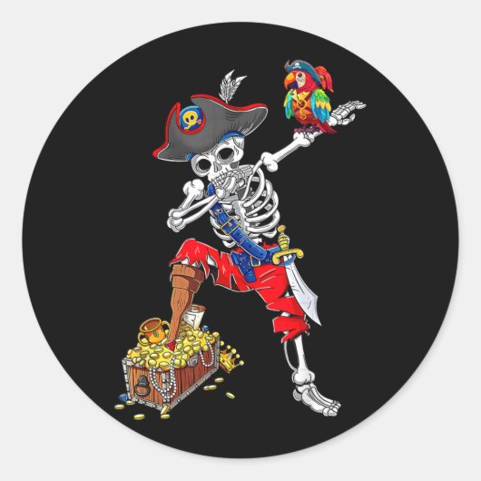 Sticker Rond Squelette Pirate Dabbing (Devant)