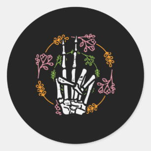 Sticker Rond Squelette Pocket de paix main Halloween Costume Ho