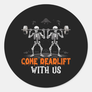 Sticker Rond Squelette Poids Poids Bodybuilder Fitout Fitness