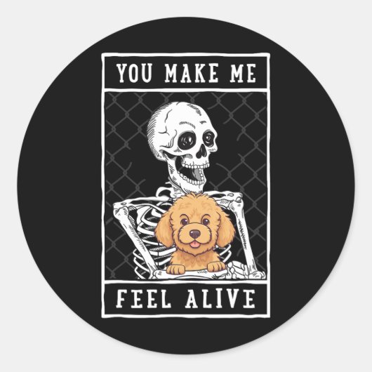Sticker Rond Squelette que vous faites sentir Halloween moi viv (Devant)