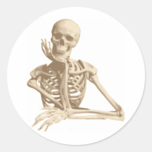 Sticker Rond Squelette réfléchi