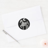 Sticker Rond Squelette Unicorne (Enveloppe)