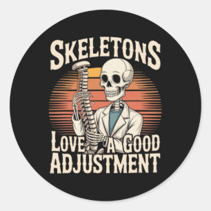 Sticker Rond Squelettes Aiment Un Bon Réglage Halloween Ostéopa