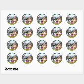 Sticker Rond Squirrel and Raccoon cute Birthday (Feuille)