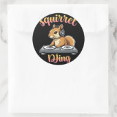 Sticker Rond Squirrel DJ Party Vibes Funny Retro DJ Mug (Sac)
