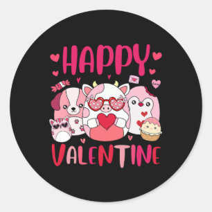 Sticker Rond Squish Squad Joyeux Cadeaux Valentin Mignonne Pour