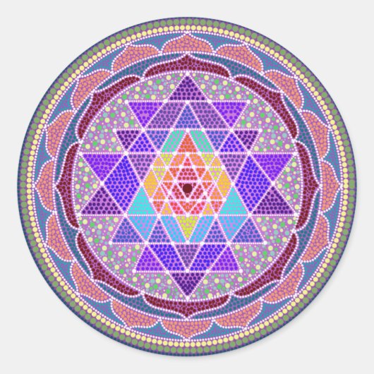 Sticker Rond Sri Yantra violet (Devant)