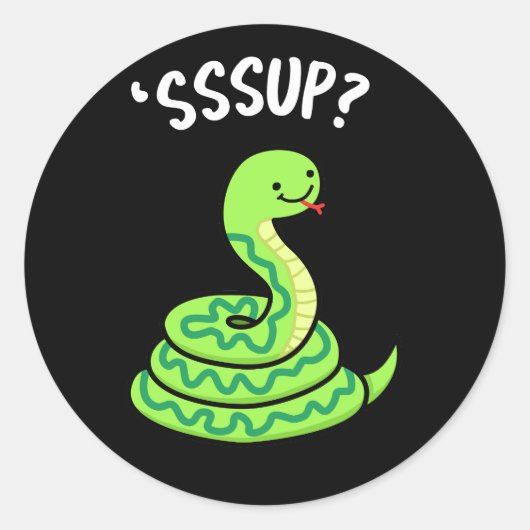 Sticker Rond Sssup Funny Hisser Snake Pun Dark BG (Devant)