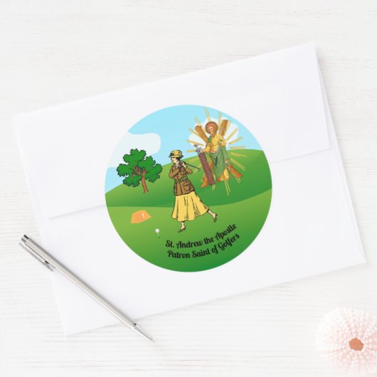 Sticker Rond St. André et golfeuse chic (Enveloppe)