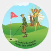 Sticker Rond St. Andrew et Dapper Homme Golfer (Devant)