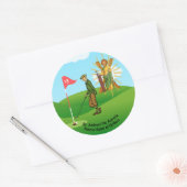 Sticker Rond St. Andrew et Dapper Homme Golfer (Enveloppe)