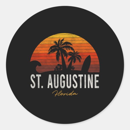 Sticker Rond St Augustine Beach Floride Fl Palms Surf de vacanc (Devant)