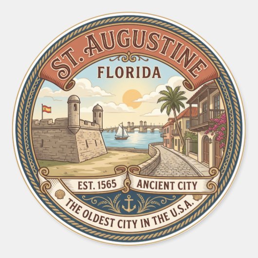 Sticker Rond St. Augustine Floride (Devant)